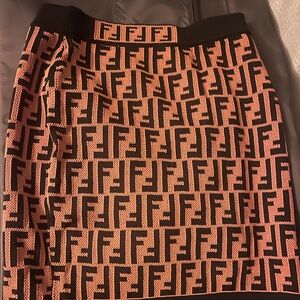 Fendi Black and Brown Logo Skirt